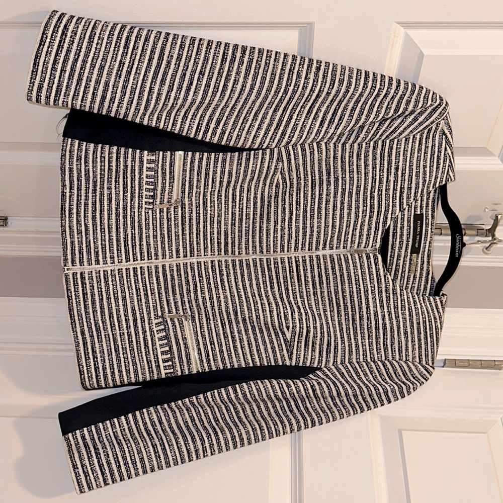 Black and white tweed zip up coat. Size 10